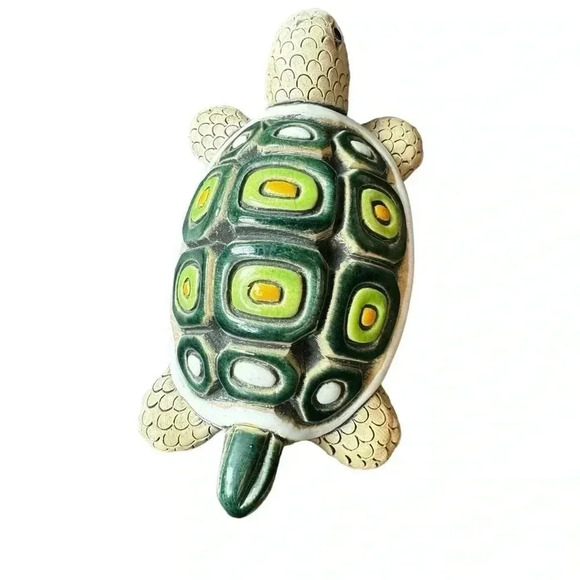 Vintage Artesania Rinconada Uruguay Green Turtle Art Pottery Figurine Signed - Picture 5 of 11